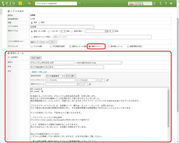 自動シナリオメール配信の説明図