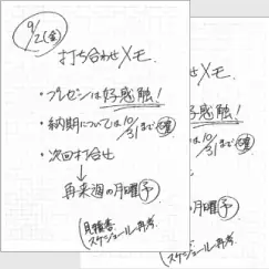 ノートに書いたメモ